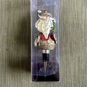Pier1  Santa, Bottle Stopper, Handcrafted metal  holiday, box not open